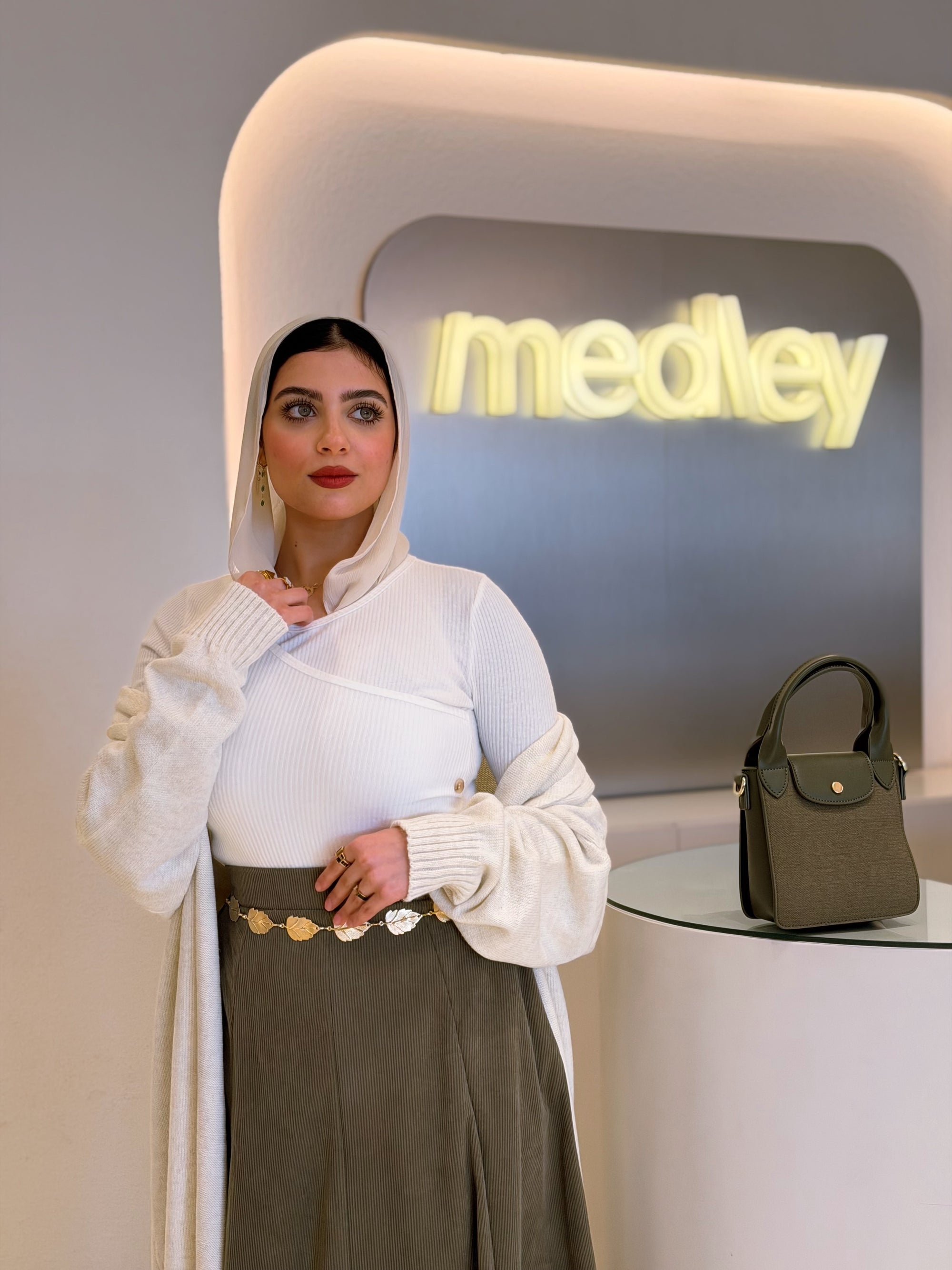 Olive Suede Flowy Skirt