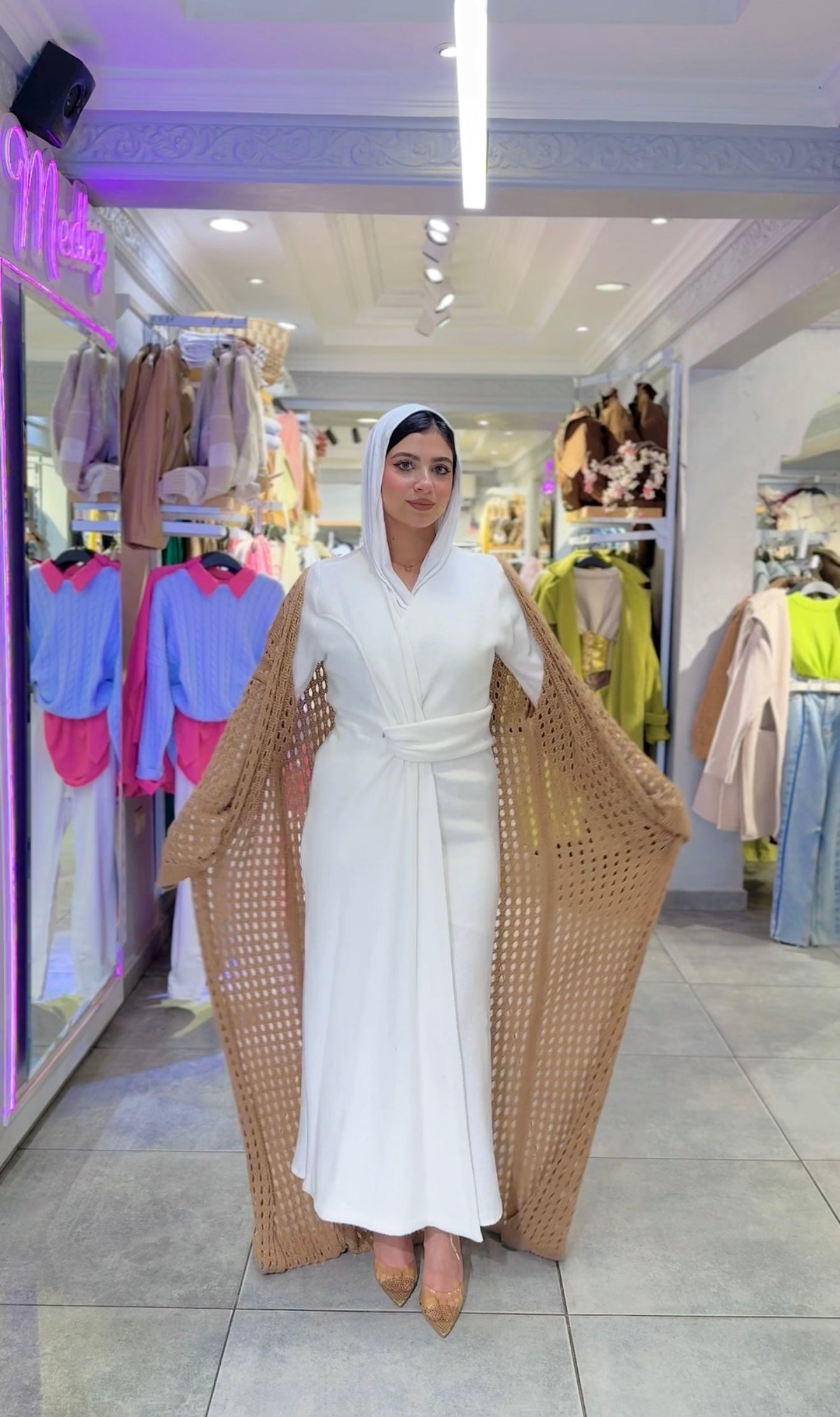 Knitted Mesh Cardigan