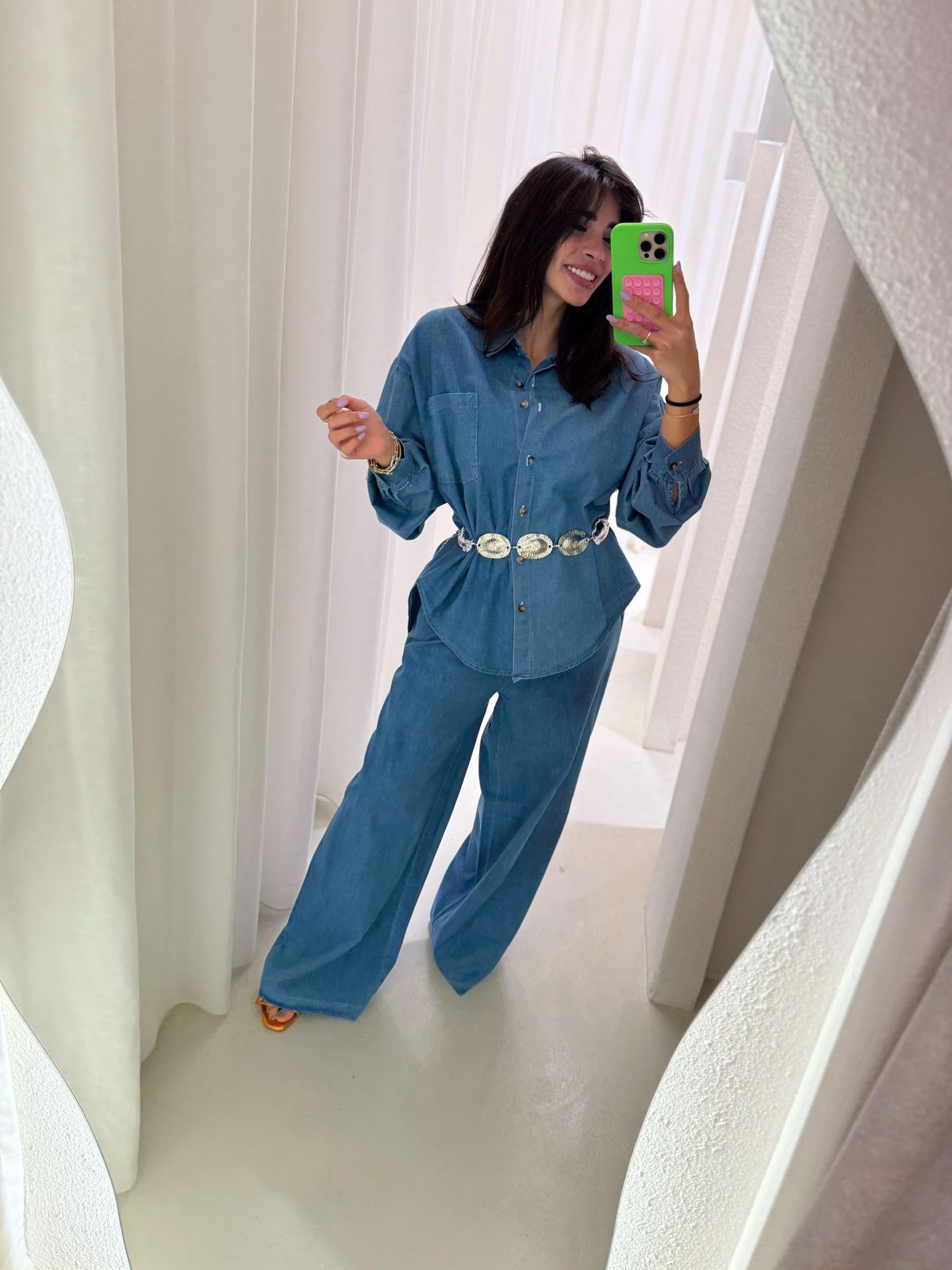 Lightweight denim set blouse + pants