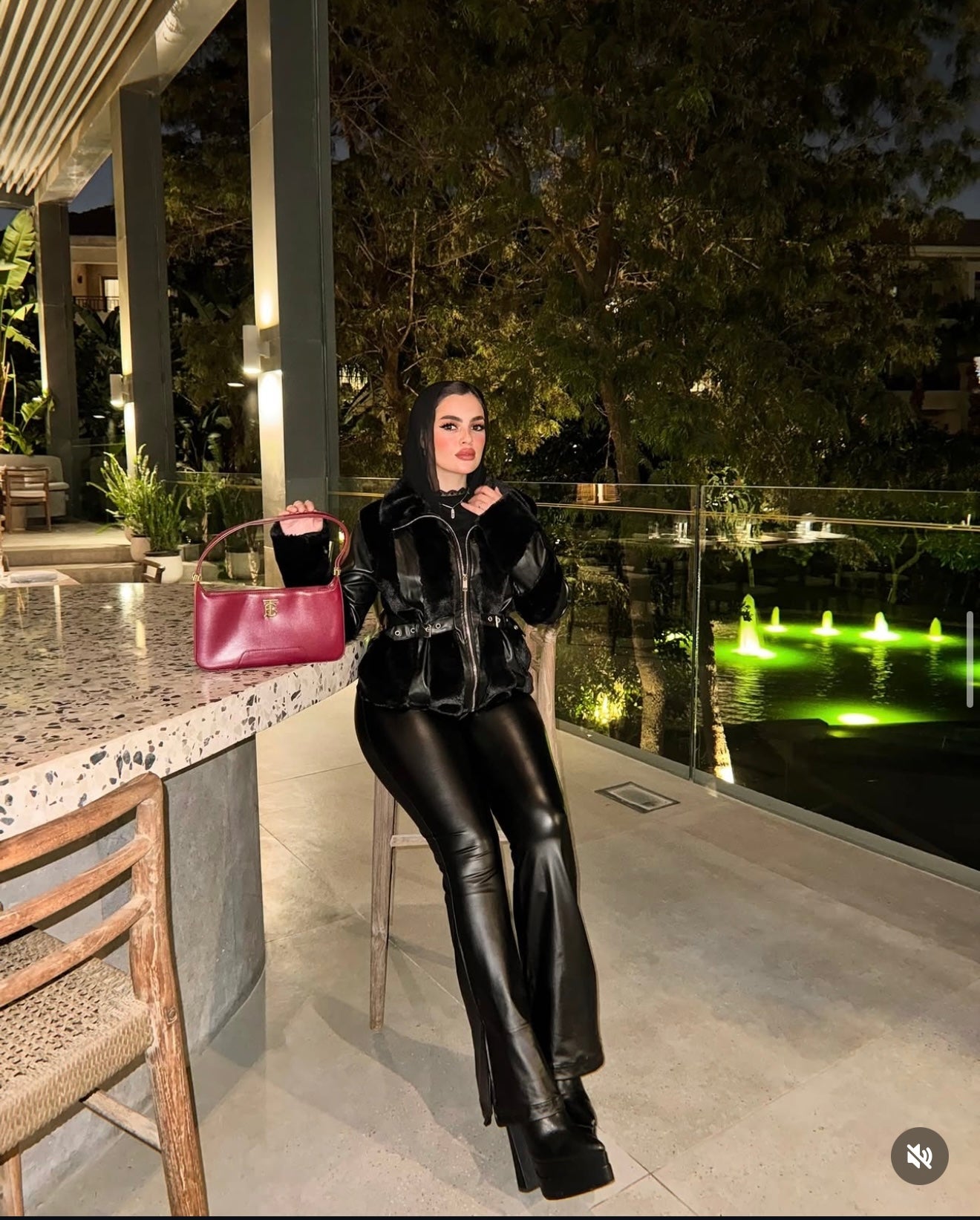 Flare leather Pants