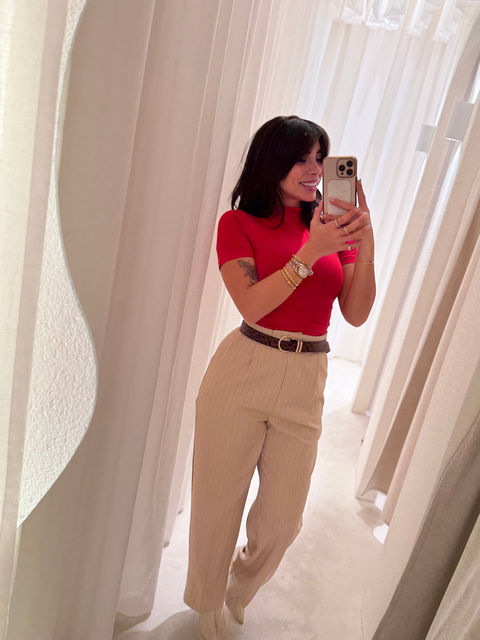 Striped classic beige pants