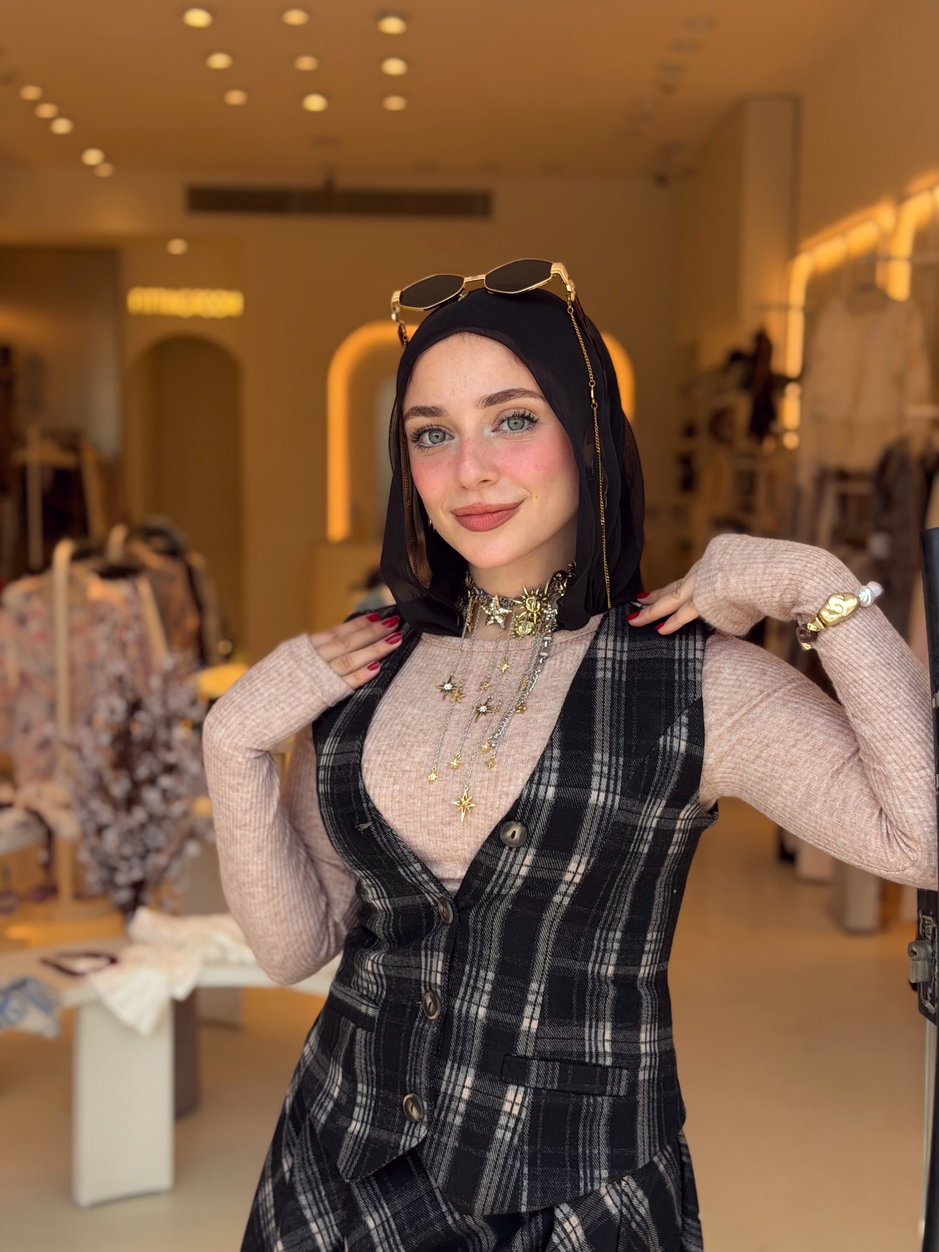 Vintage plaid vest ( Blackberry )