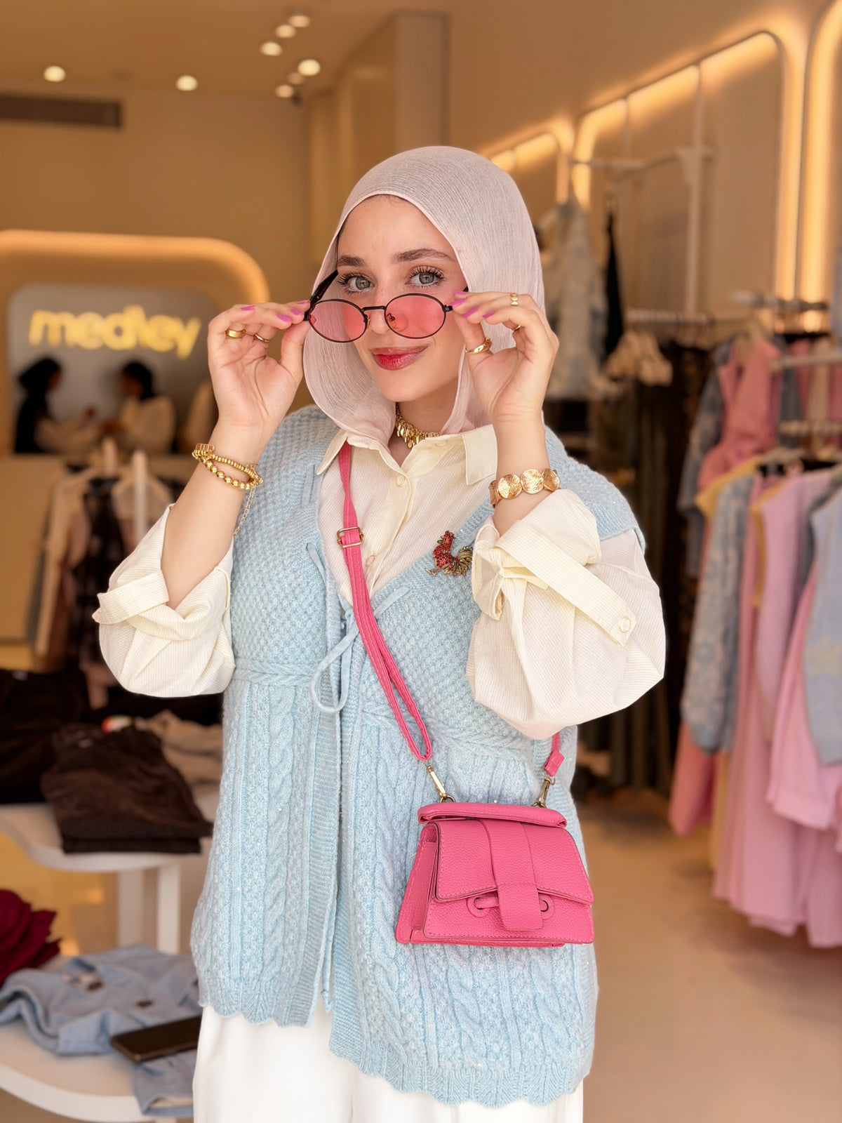 Cozy Knit Tie Vest ( Baby Blue )