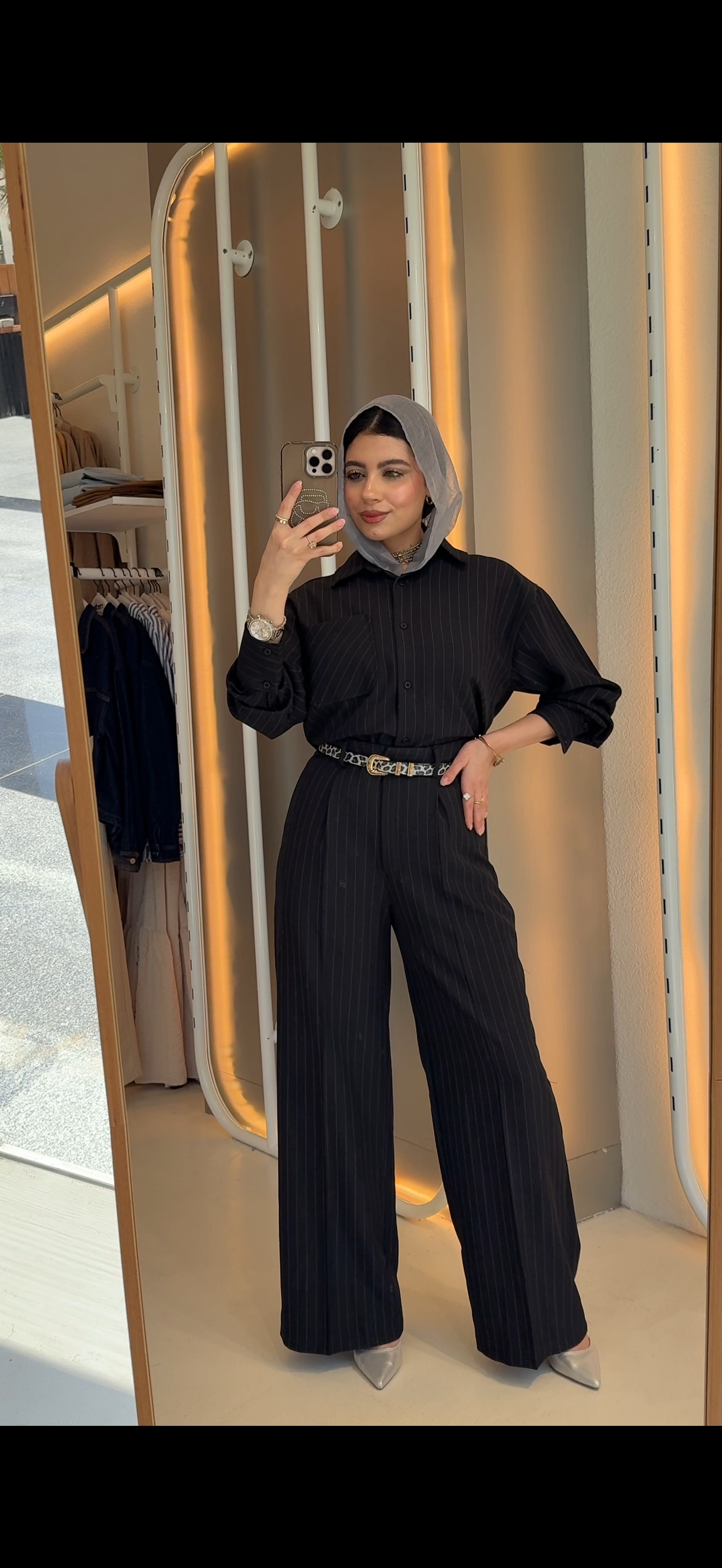2pcs striped set blouse & pants