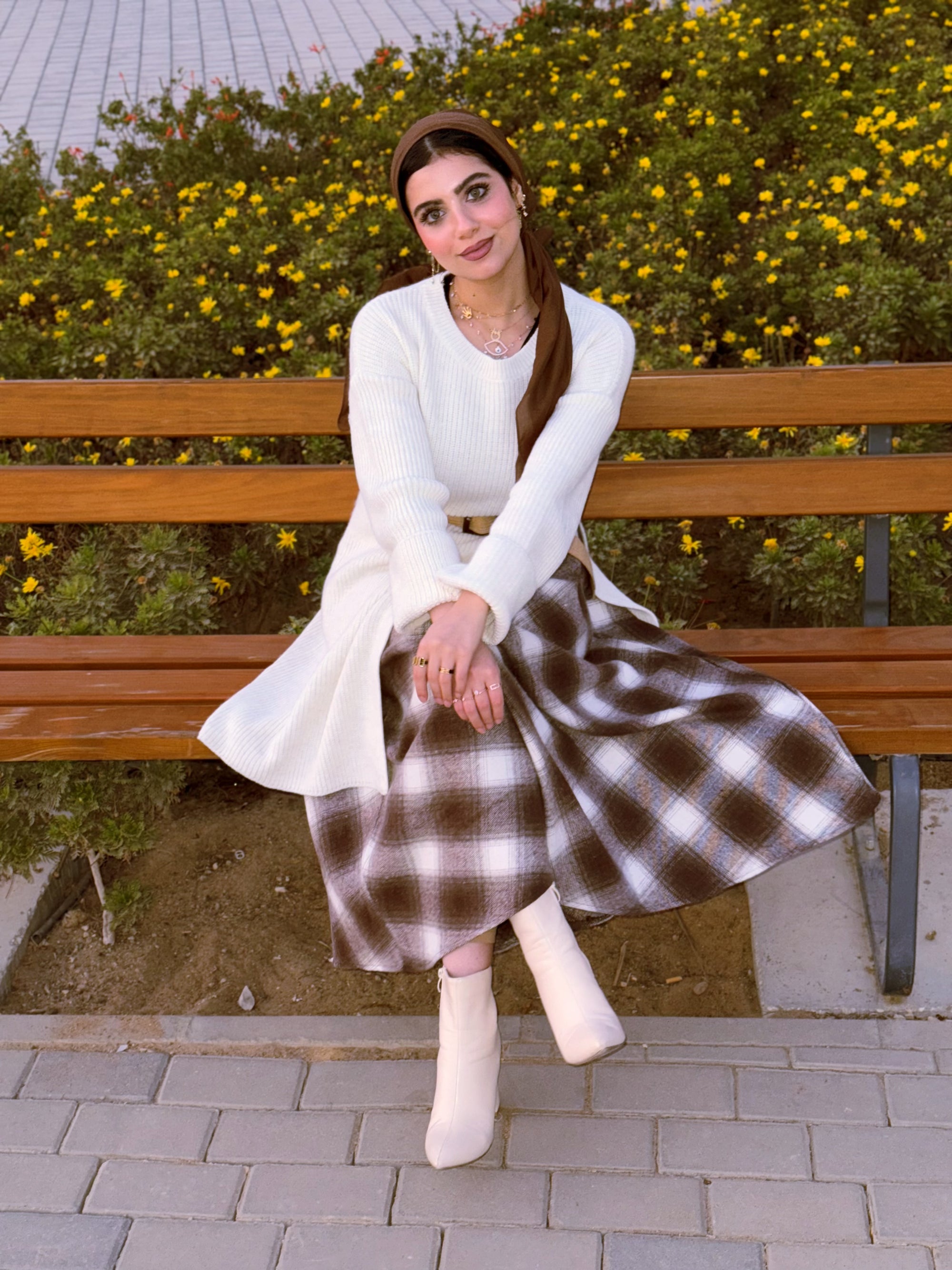 Hazel Check Wool Skirt