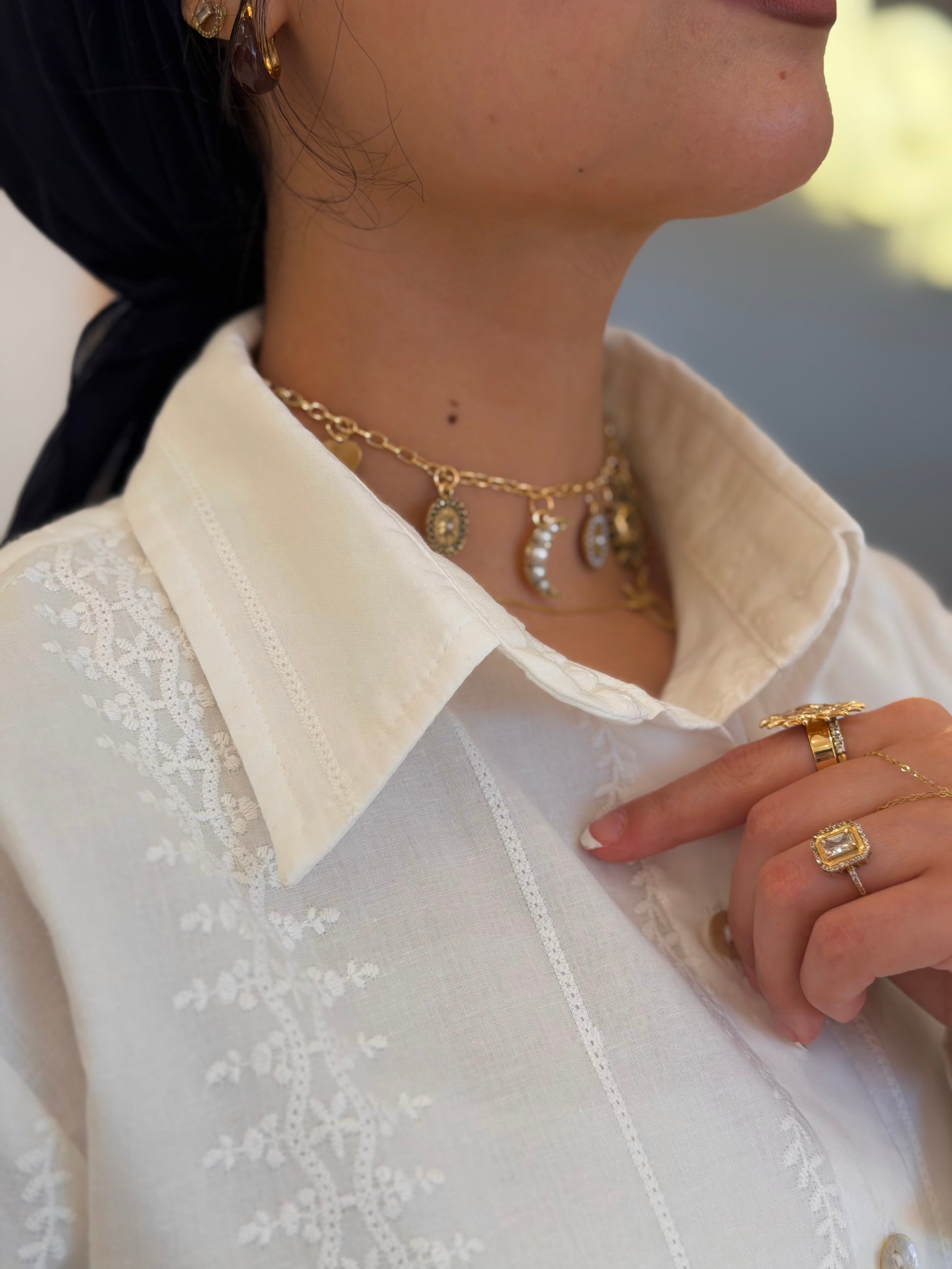 Linen Embroidered white shirt
