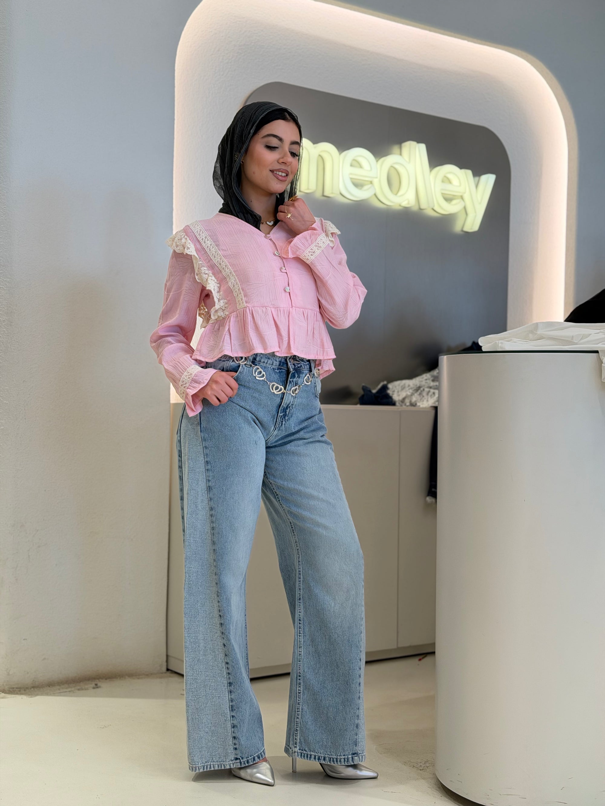 Denim Jeans ( wide-leg Fit Jeans )