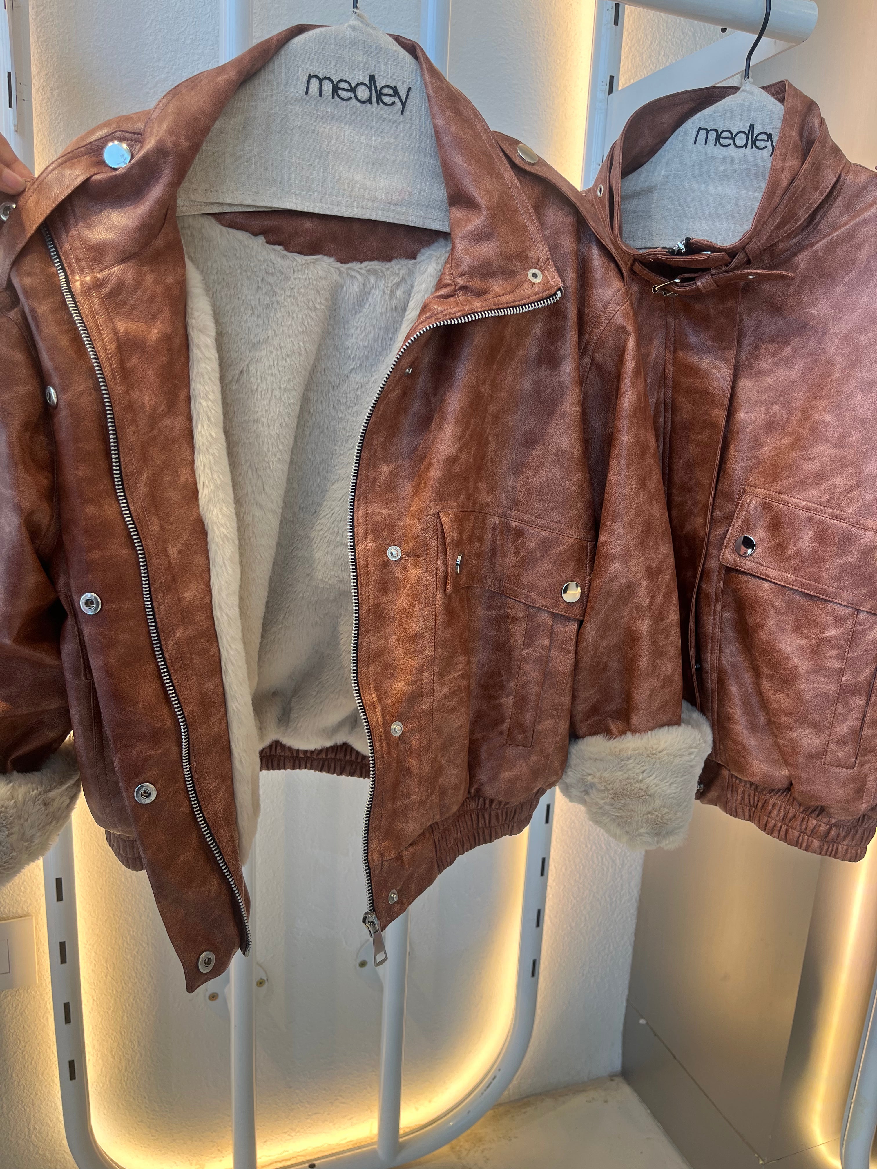 Leather Jacket with Fur Lining