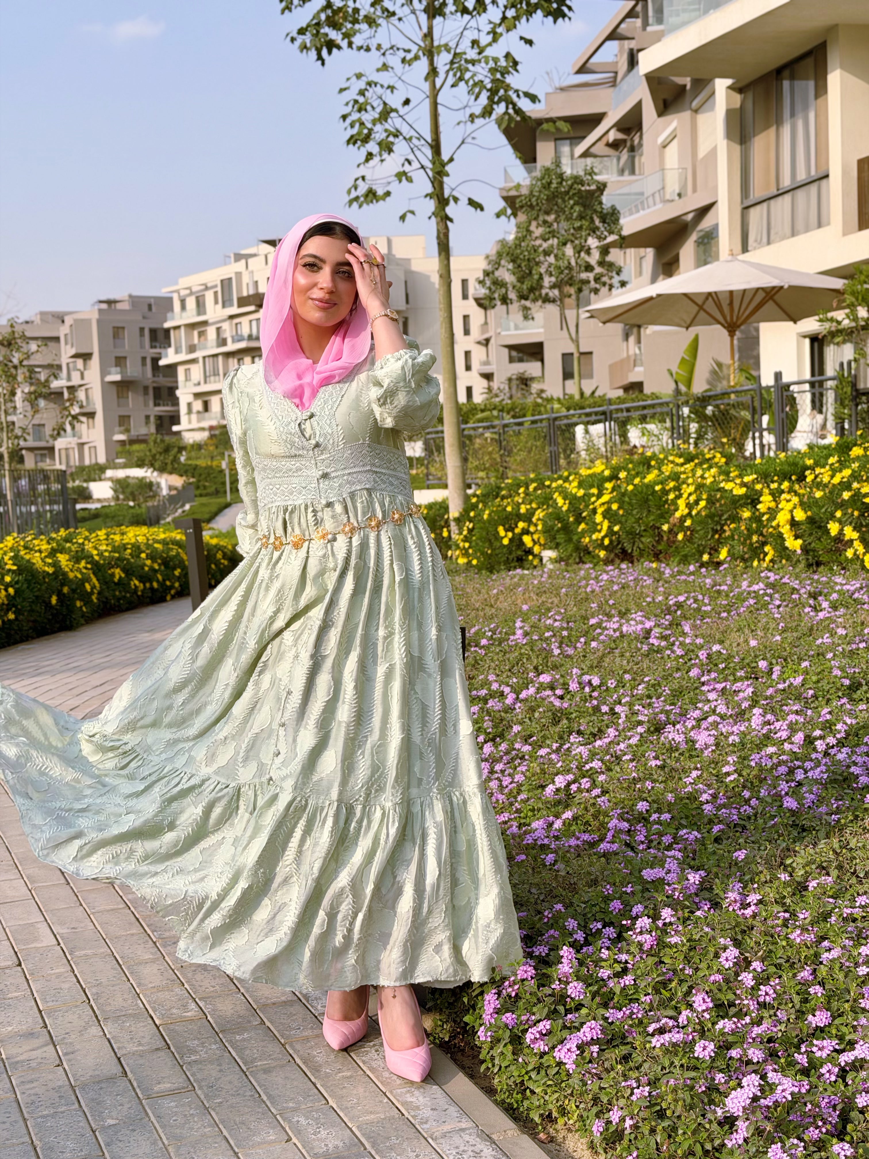 Elegant soft feminine mint dress