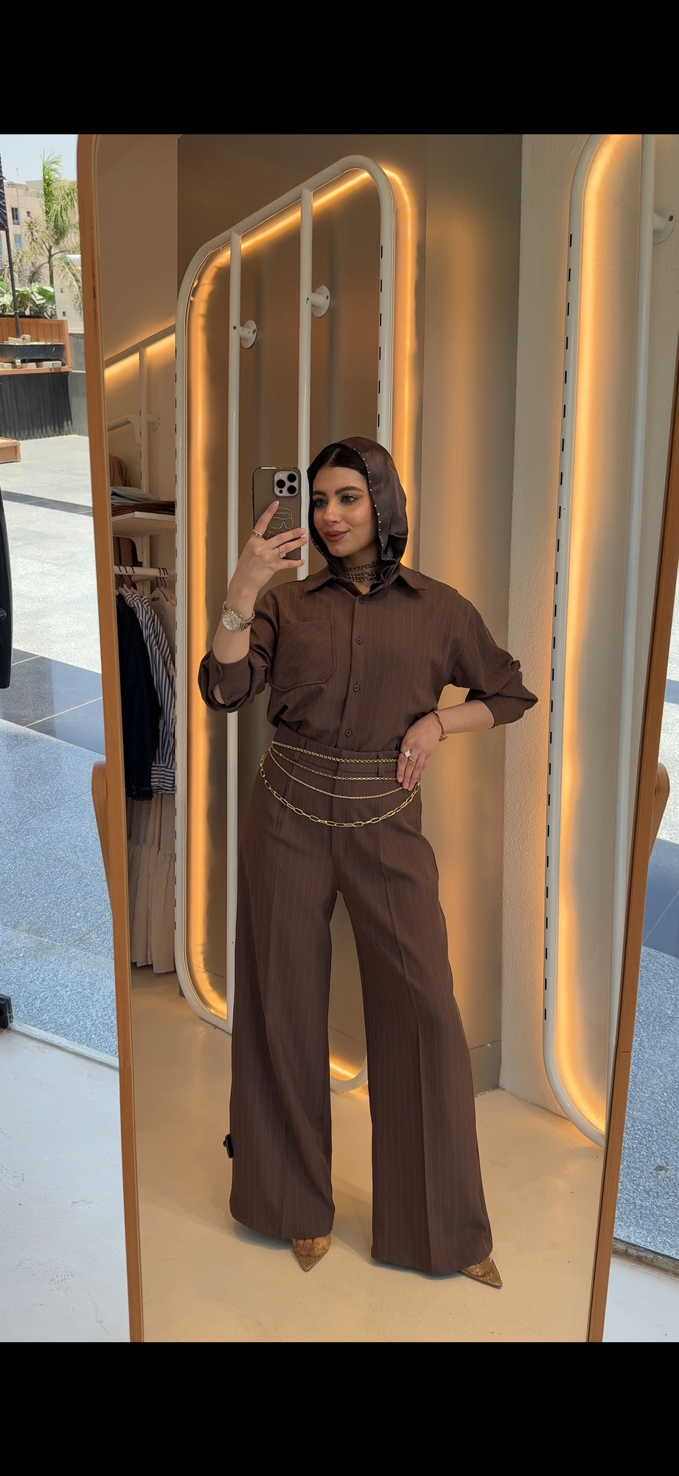 2pcs striped set blouse & pants