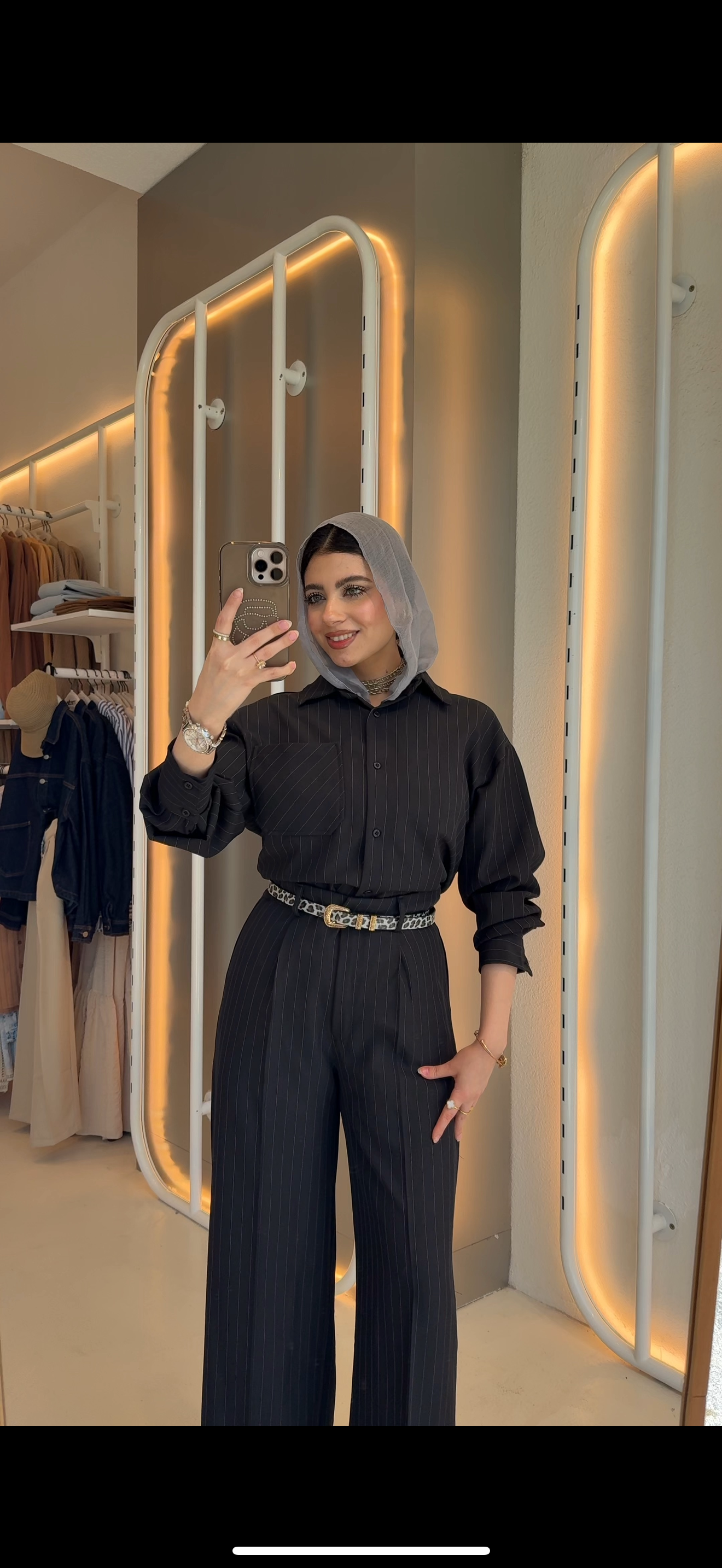 2pcs striped set blouse & pants