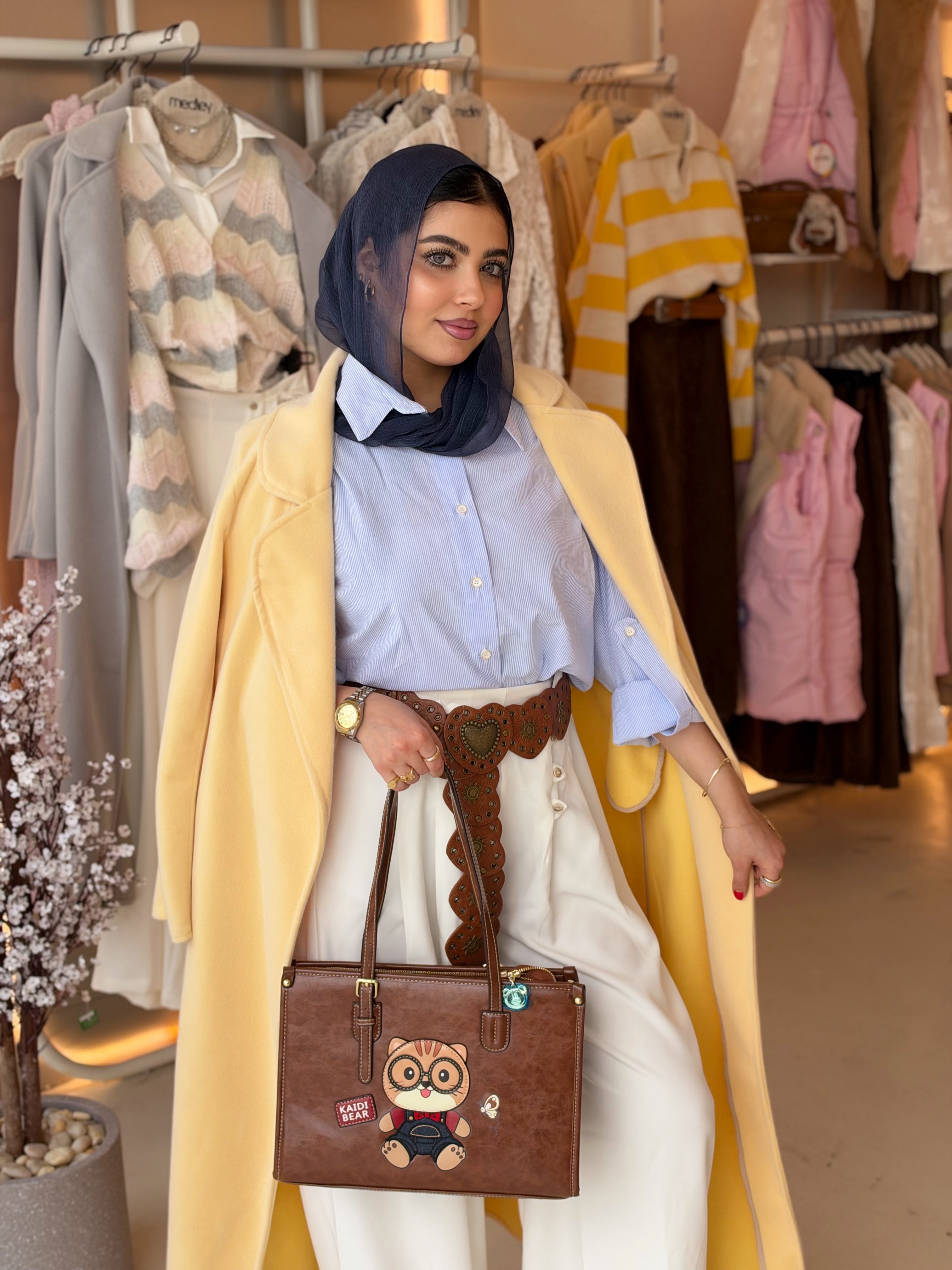 Elegant Wool Long Coat in golden apricot by Medley Fashion, photo 2