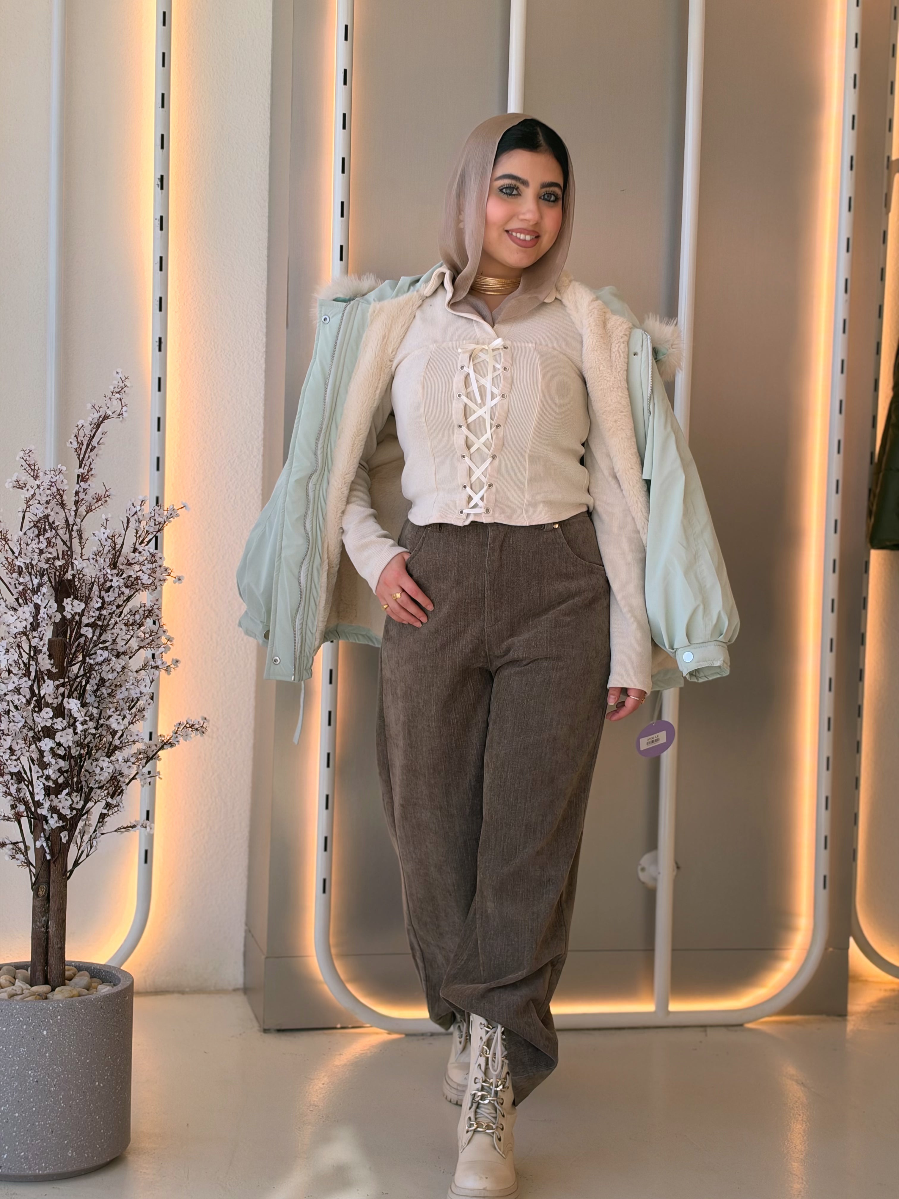 Corduroy Wide-Leg Trousers in mocha by Medley Fashion, photo 3