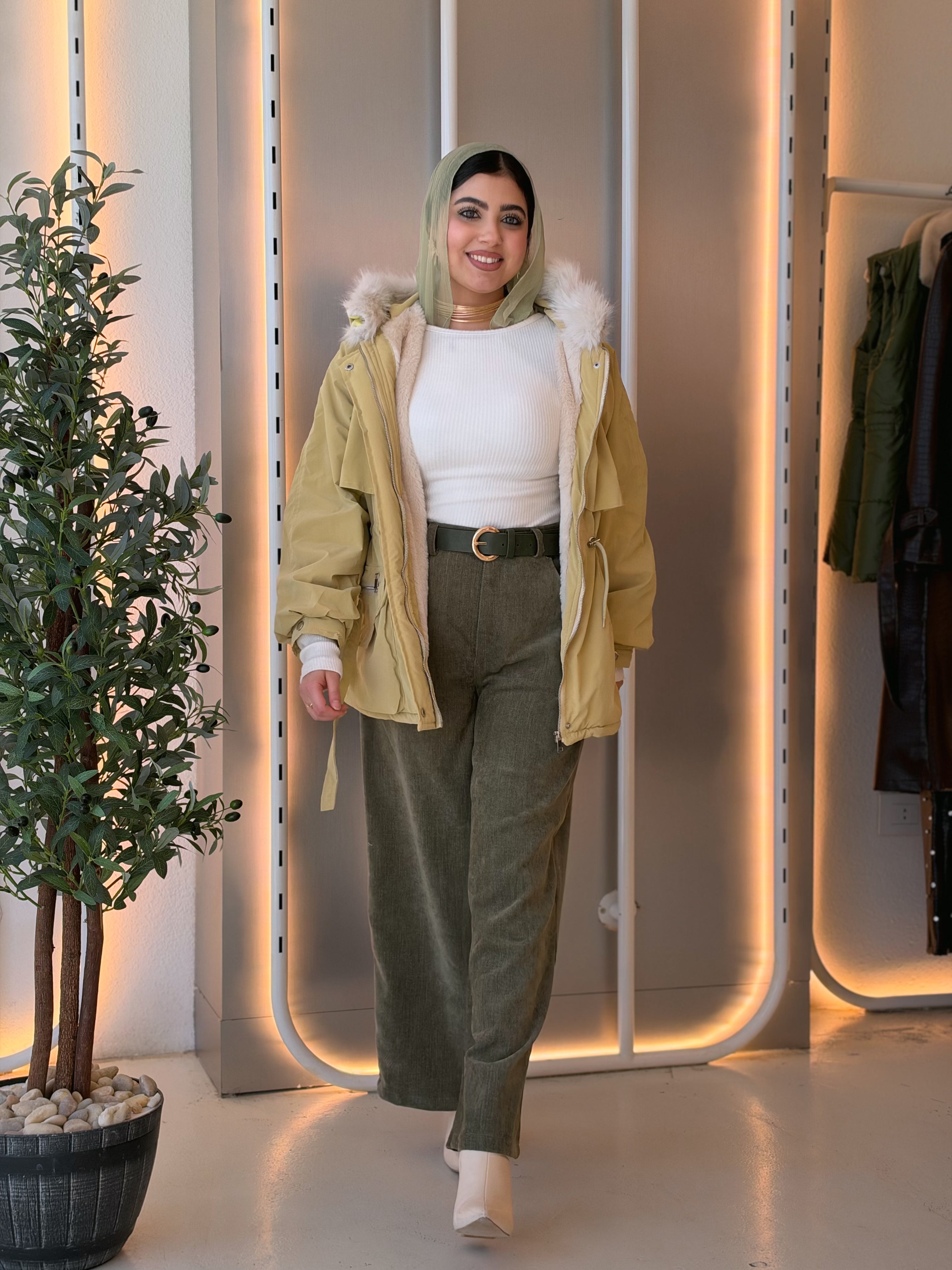 Corduroy Wide-Leg Trousers in olive by Medley Fashion, photo 5