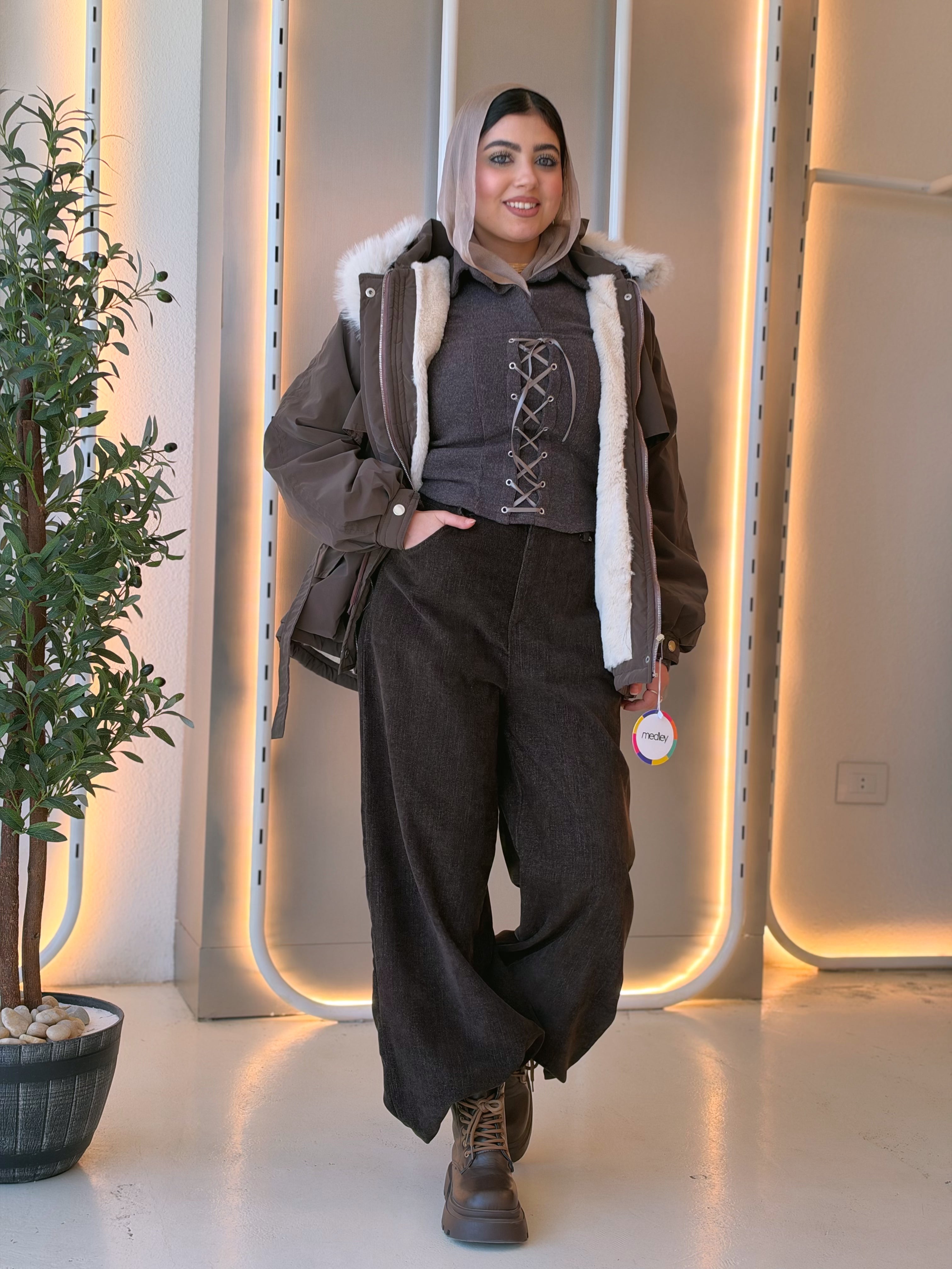 Corduroy Wide-Leg Trousers in chocolate brown by Medley Fashion, photo 4