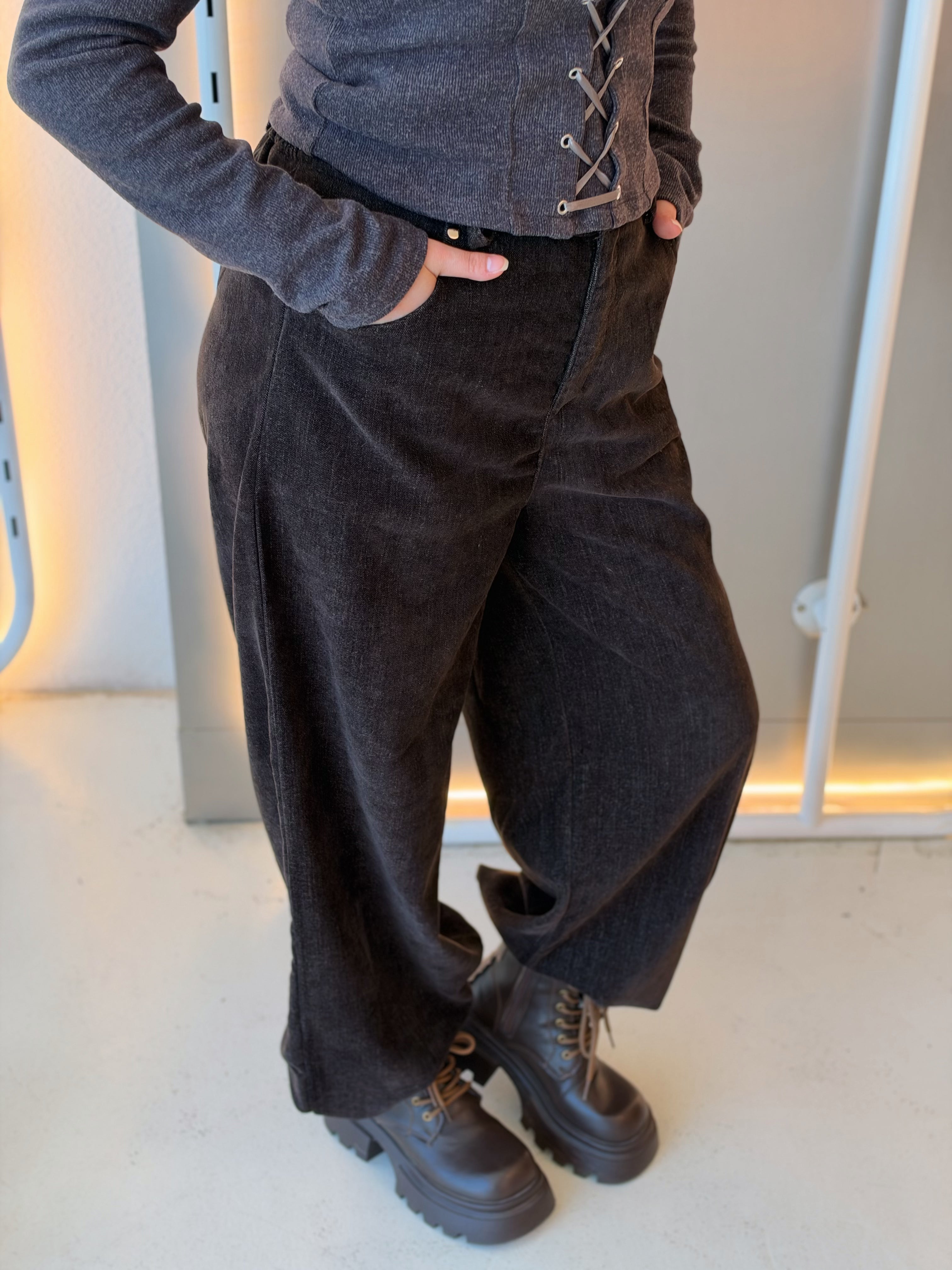 Corduroy Wide-Leg Trousers in chocolate brown by Medley Fashion, photo 3