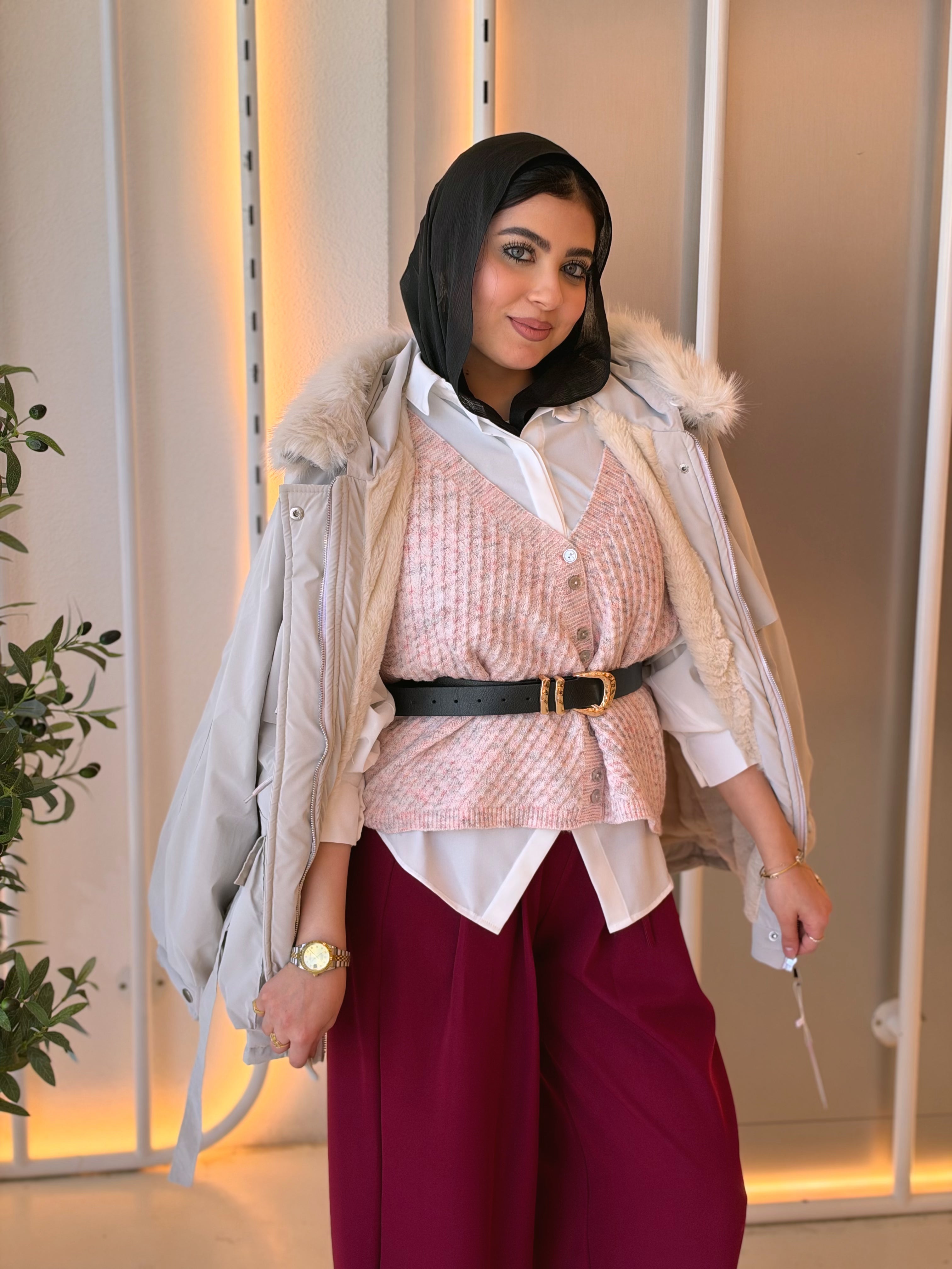 Fur-Hood Waterproof Puffer Jacket in silver grey by Medley Fashion, photo 7