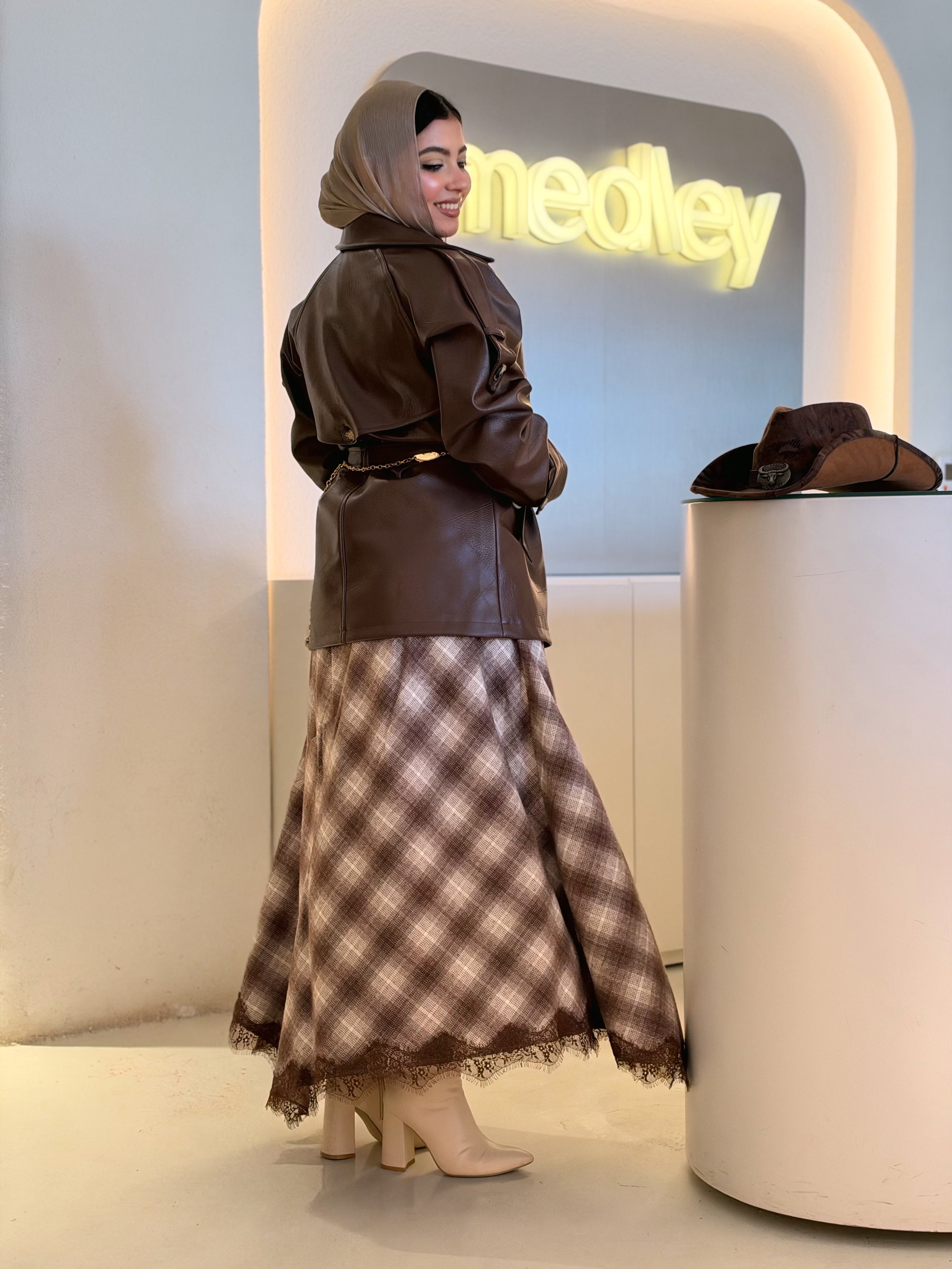 Leather Trench Jacket in espresso brown by Medley Fashion, photo 1