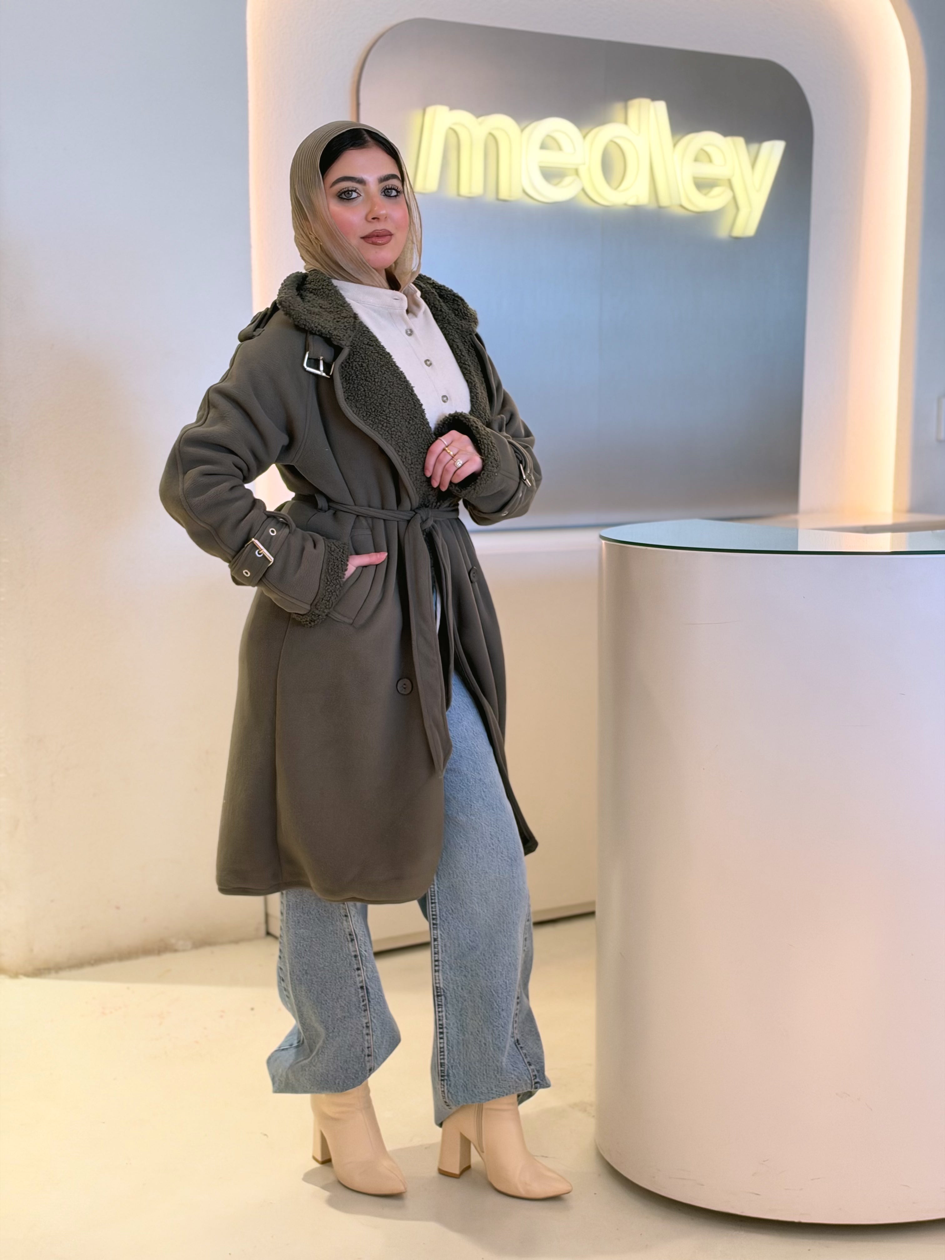 Teddy Long Coat in forest green by Medley Fashion, photo 4