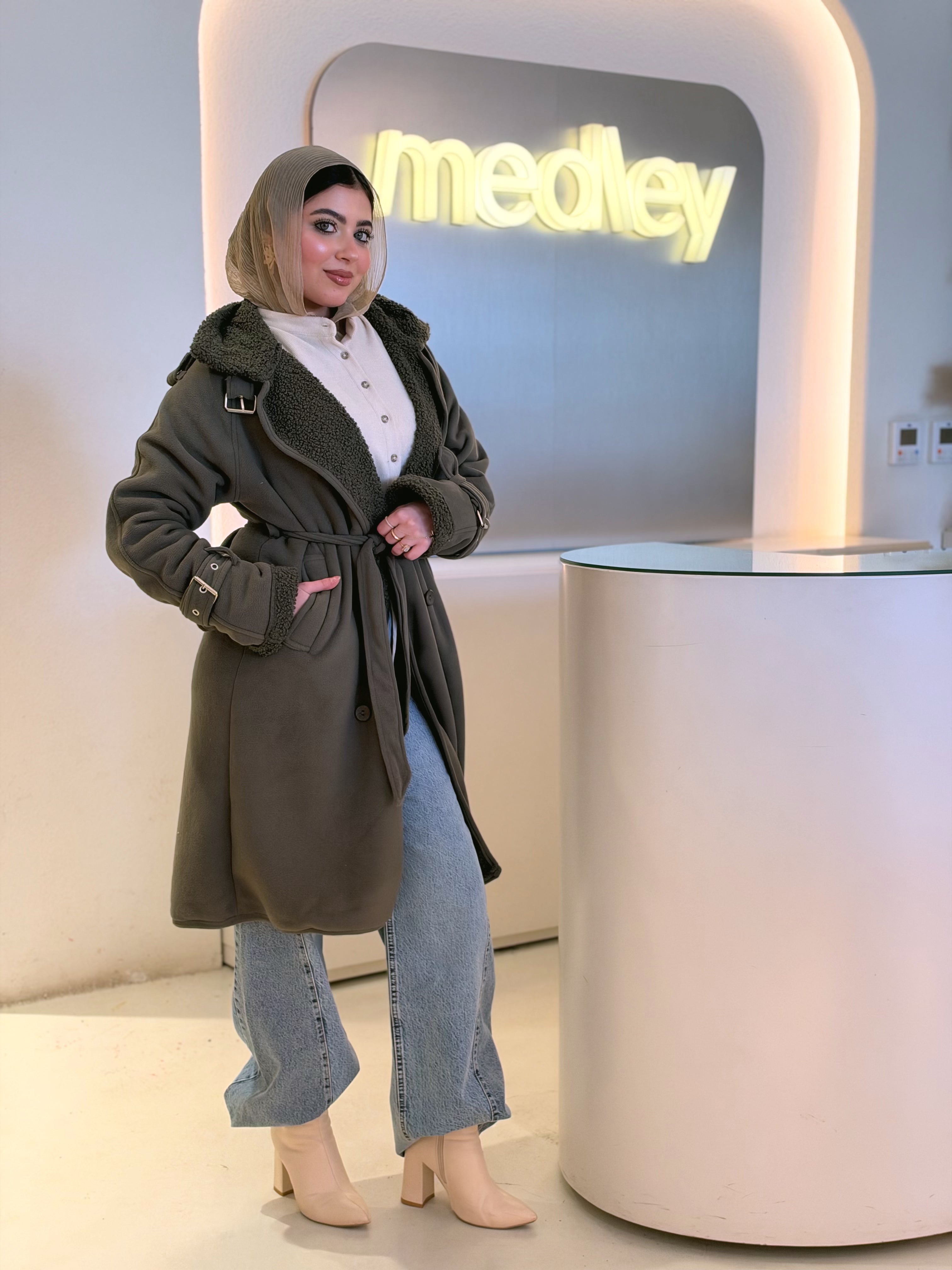 Teddy Long Coat in forest green by Medley Fashion, photo 3