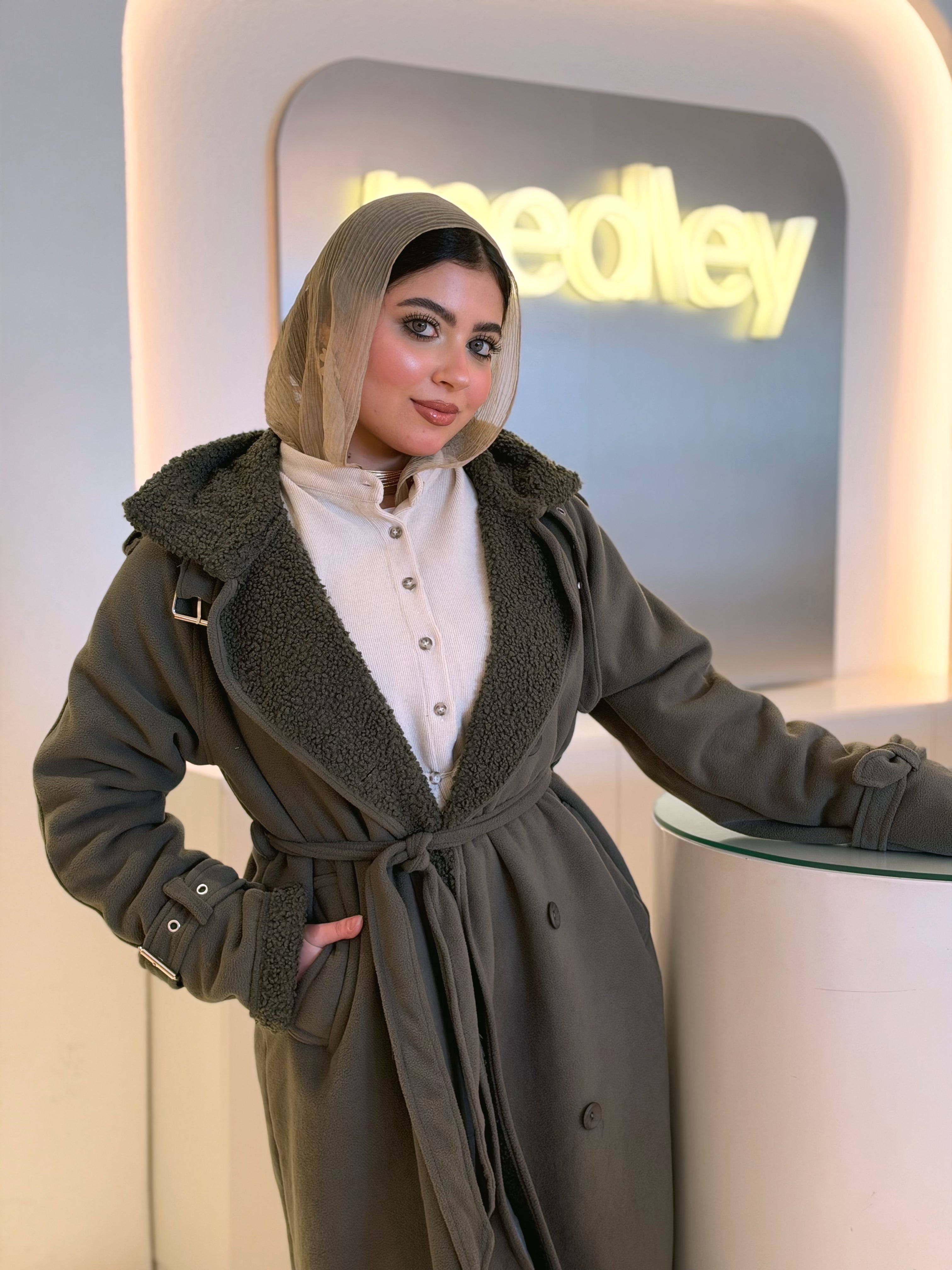 Teddy Long Coat in forest green by Medley Fashion, photo 1
