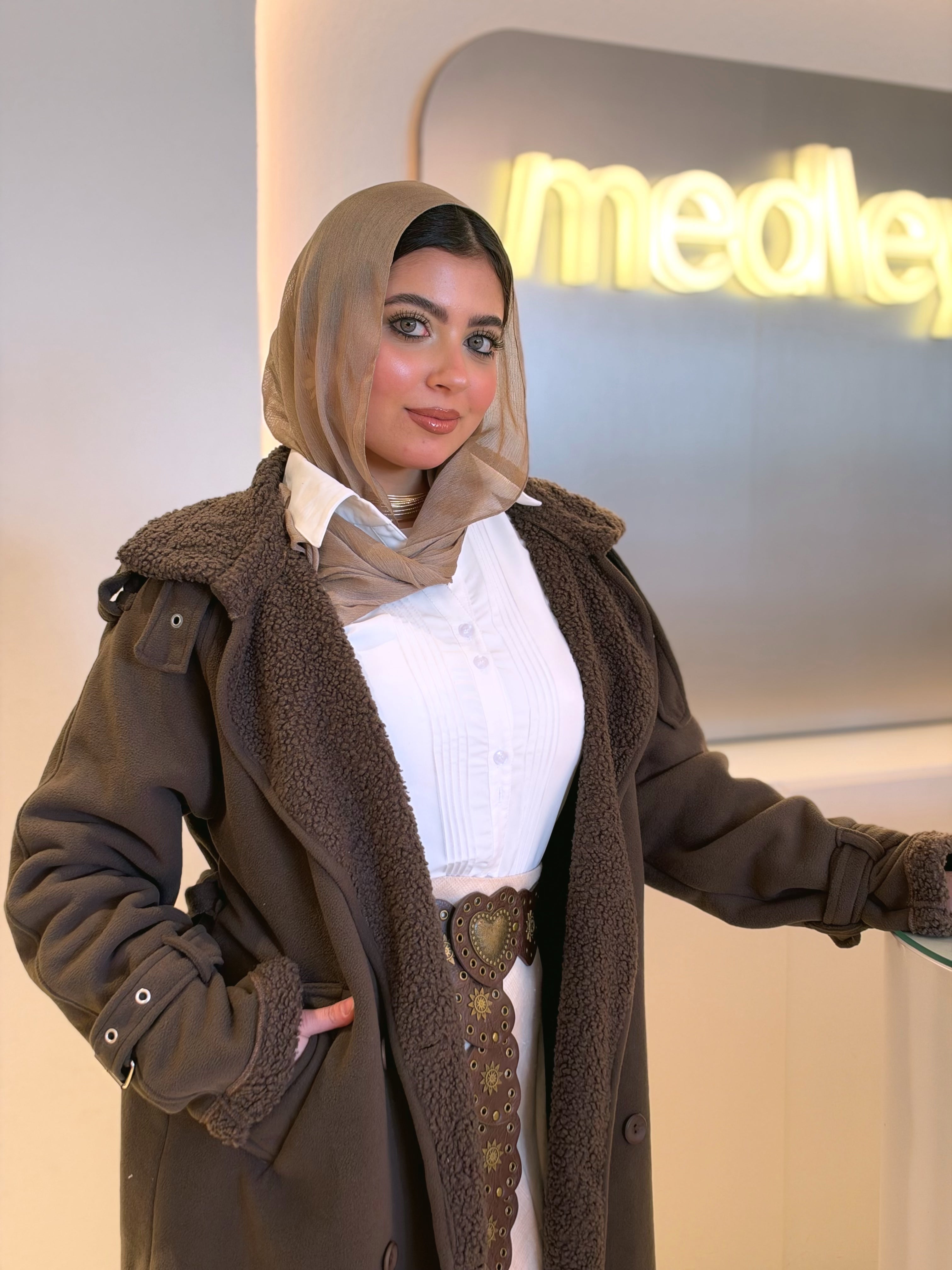 Teddy Long Coat in chocolate brown by Medley Fashion, photo 3