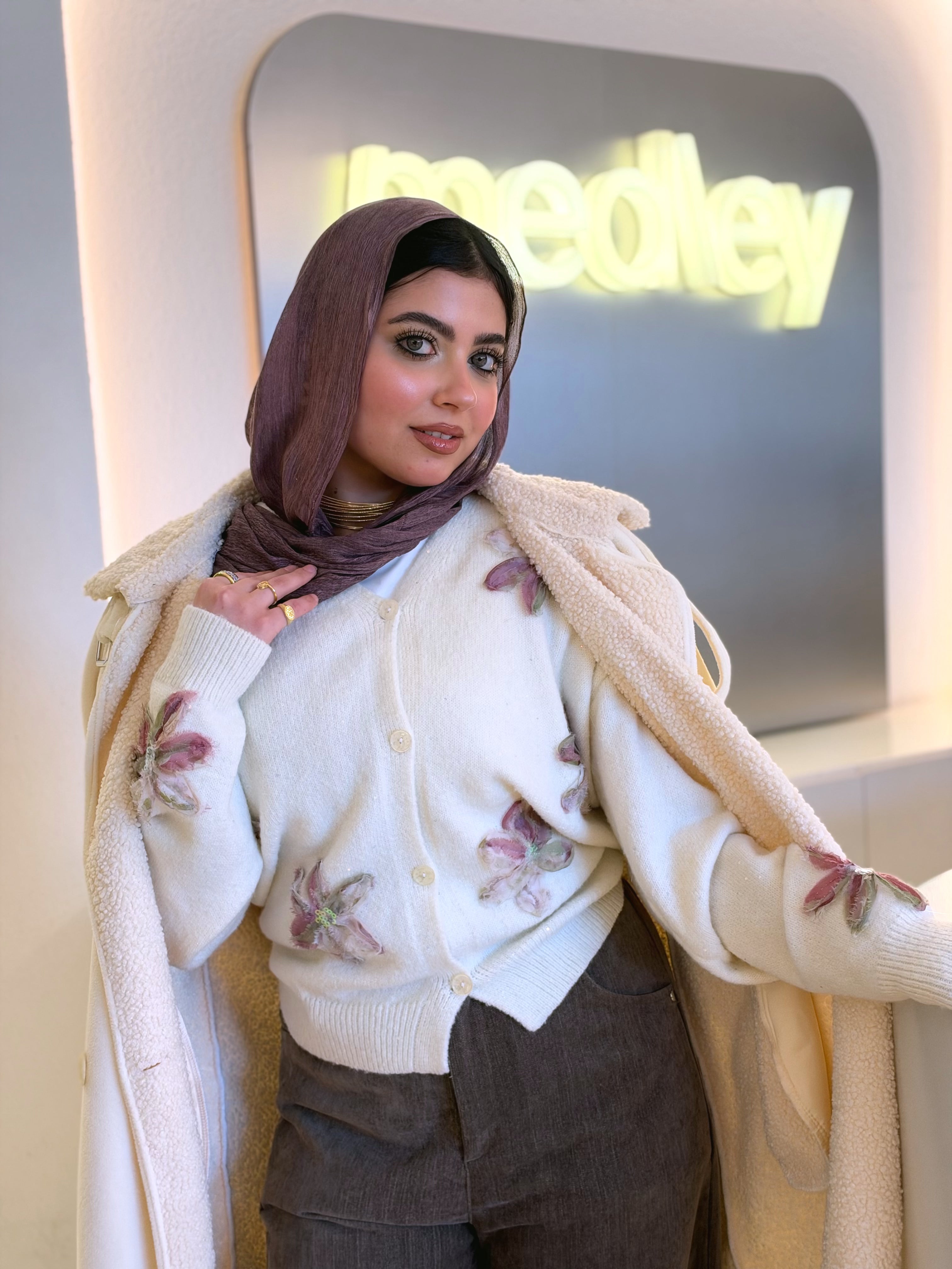 Teddy Long Coat in ivory cream by Medley Fashion, photo 3