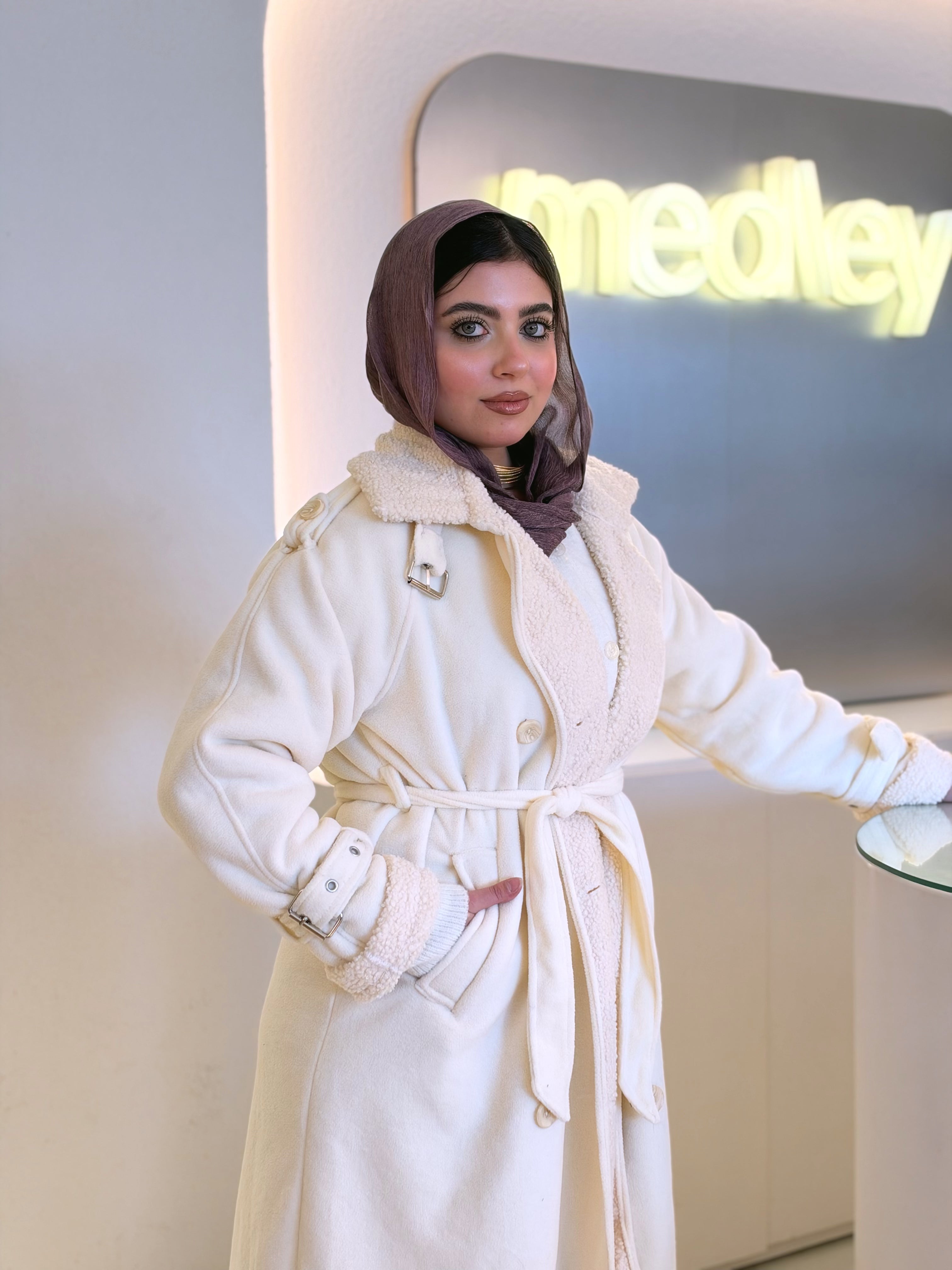 Teddy Long Coat in ivory cream by Medley Fashion, photo 2