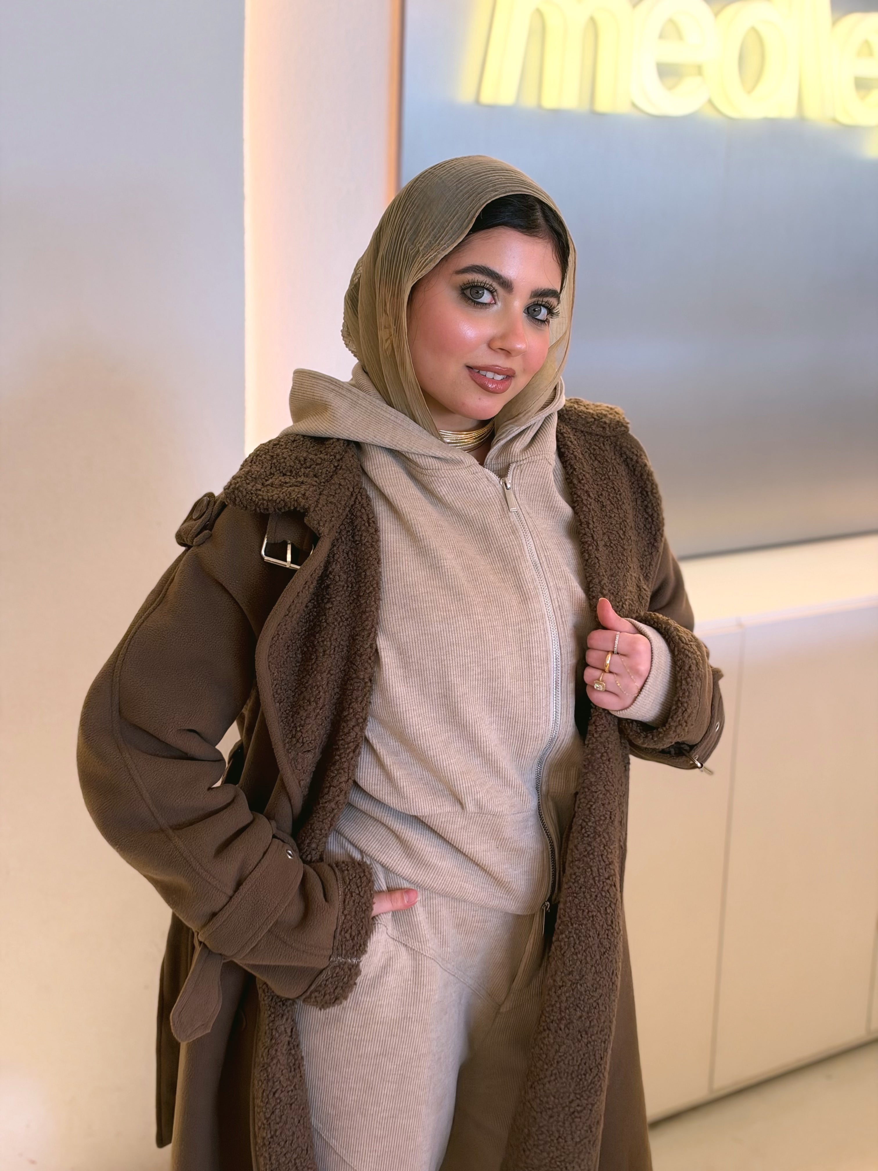 Teddy Long Coat in cinnamon brown by Medley Fashion, photo 3