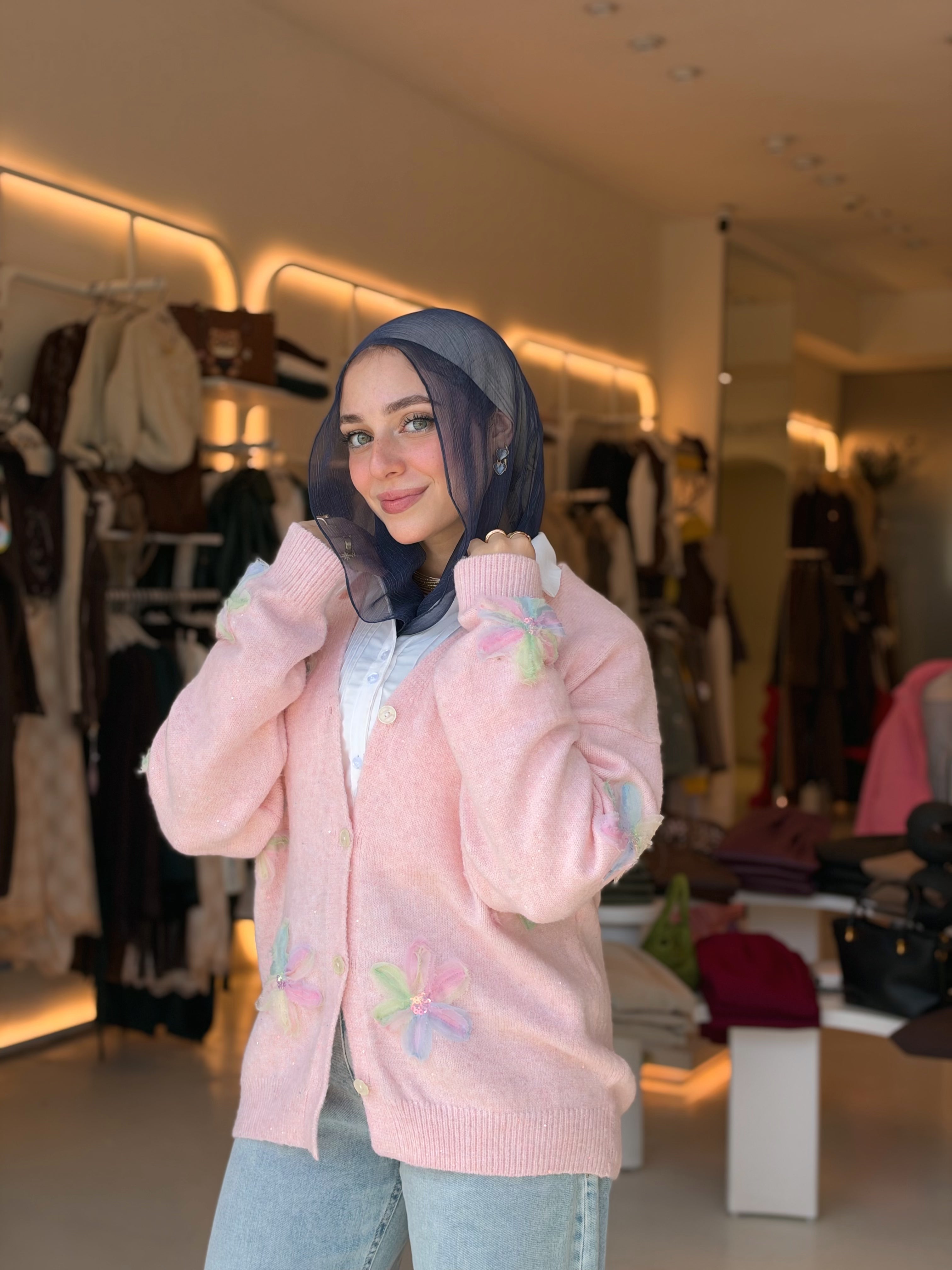 Glitter Bloom Mohair Cardigan in petal pink by Medley Fashion, photo 3