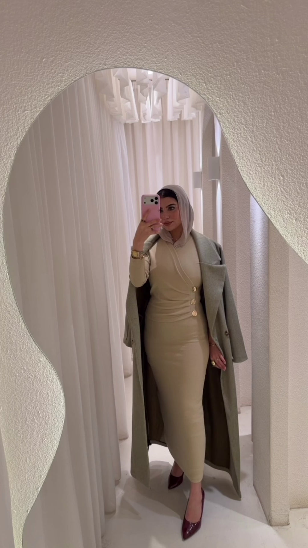 Long slim fit wool coat