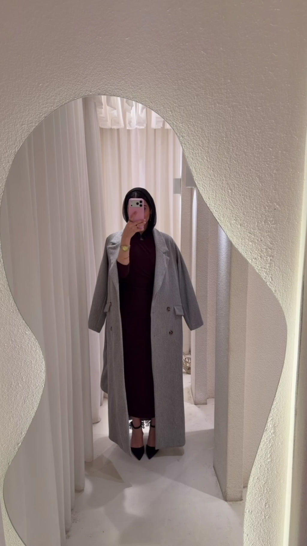 Long slim fit wool coat