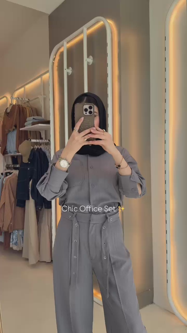 2pcs striped set blouse & pants